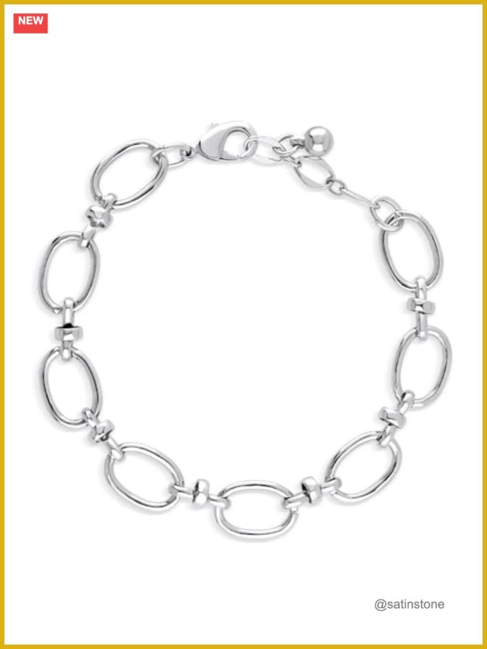 Open Oval Link Chain Bracelet with Extender Adjustable 7.5 Inch